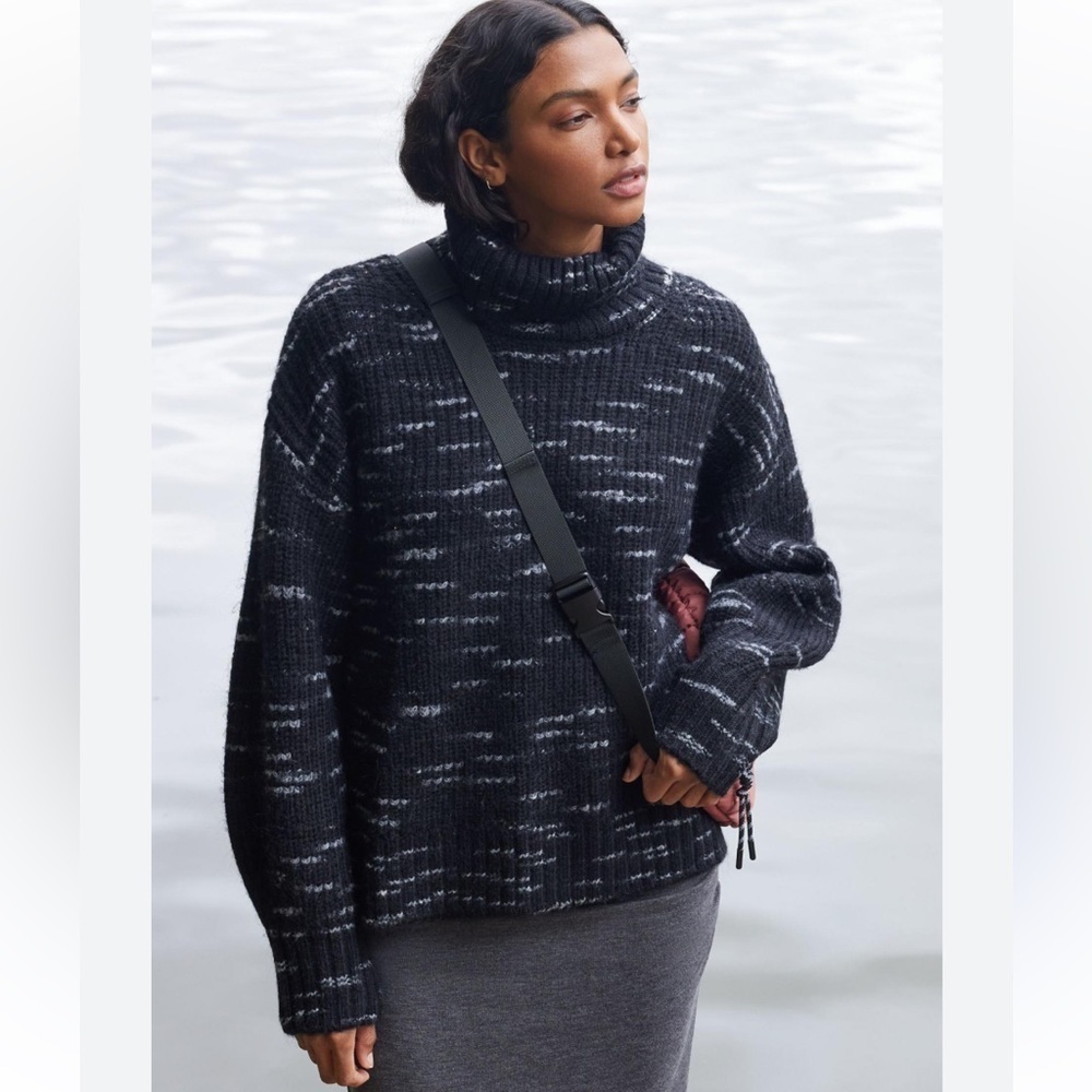 VARLEY MARLENA MARLED WOOL BLEND TURTLENECK CHUNKY KNIT SWEATER SIZE LARGE